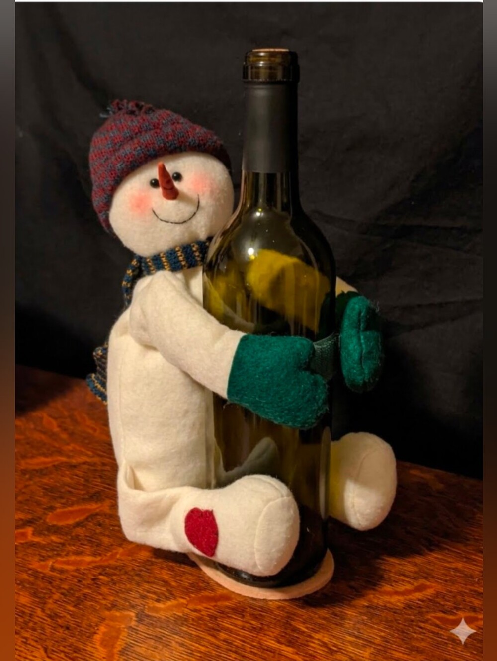 Felt Snowman Bottle Hugger Velcro Arm and Leg Attachments